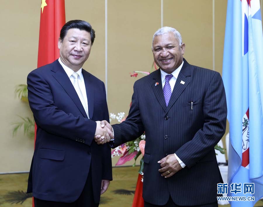 11月22日，中國國家主席習近平在楠迪同斐濟總理姆拜尼馬拉馬舉行會談。 新華社記者姚大偉攝