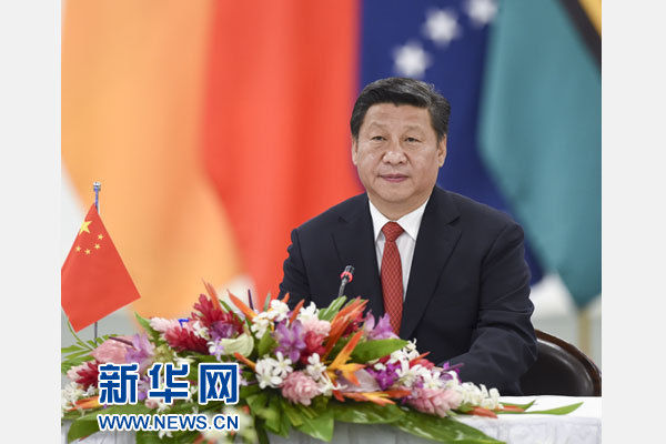 習(xí)近平主持會議并發(fā)表主旨講話。新華社記者 李學(xué)仁攝