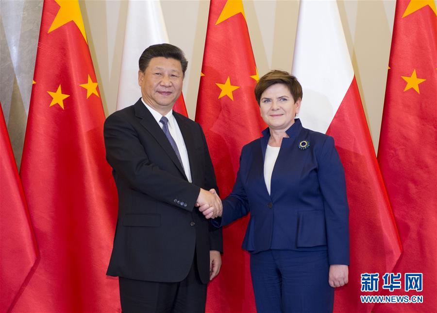 6月20日，國家主席習(xí)近平在華沙會(huì)見波蘭總理希德沃。新華社記者 謝環(huán)馳 攝  