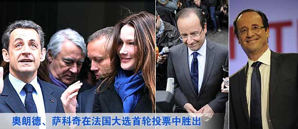 奧朗德、薩科奇在法國(guó)大選首輪投票中勝出